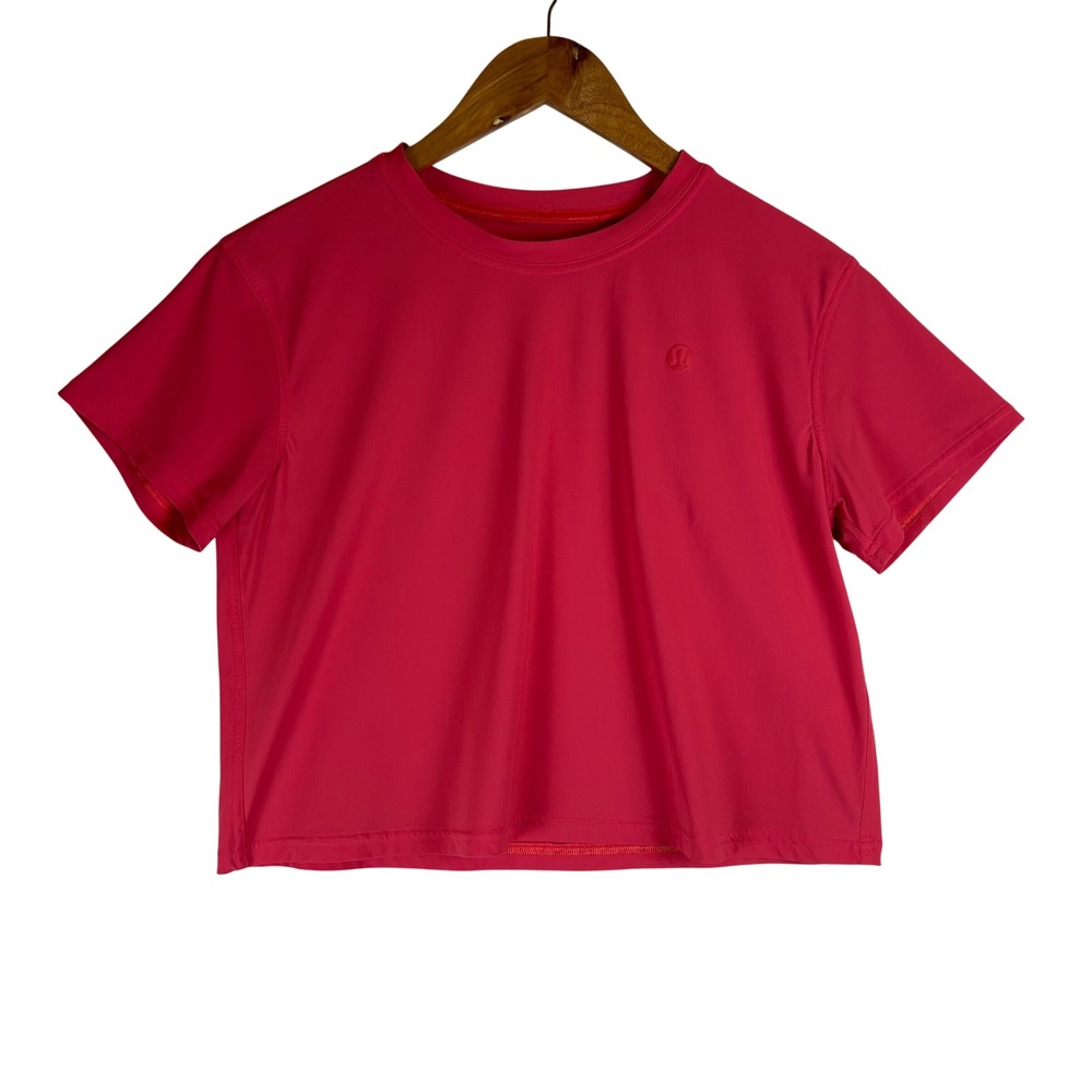 Lululemon Women Pink Lightweight Tennis Crewneck T-Shirt Cropped Athletic